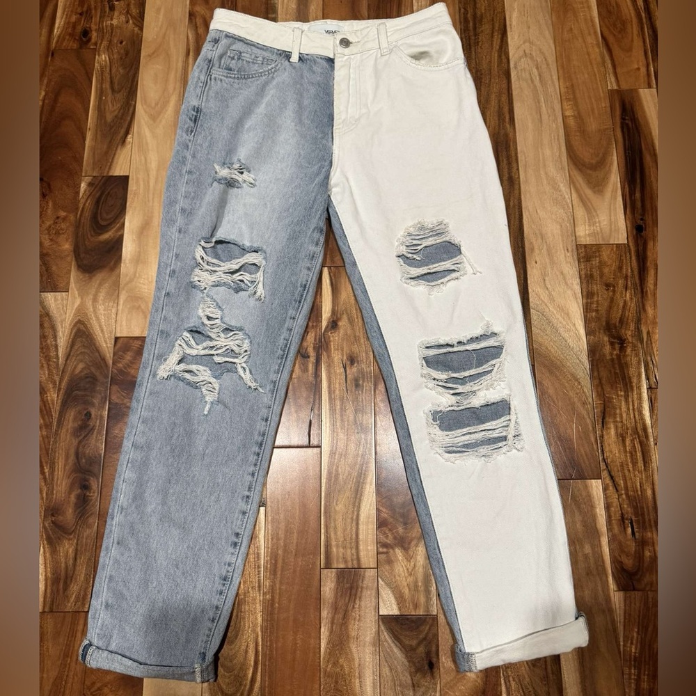 White and blue jeans